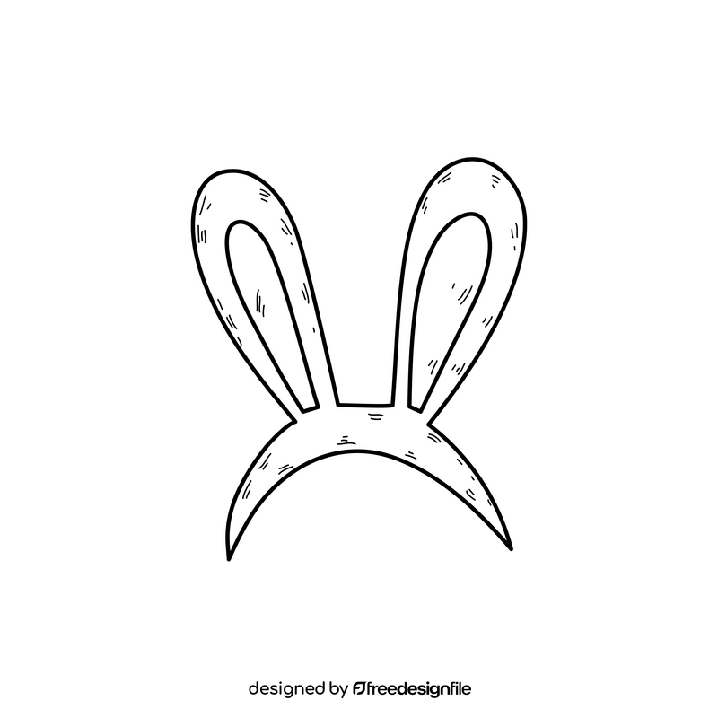 Happy easter bunny ears drawing black and white clipart