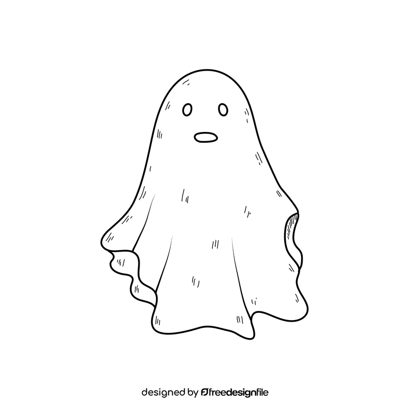 Halloween ghost drawing black and white clipart