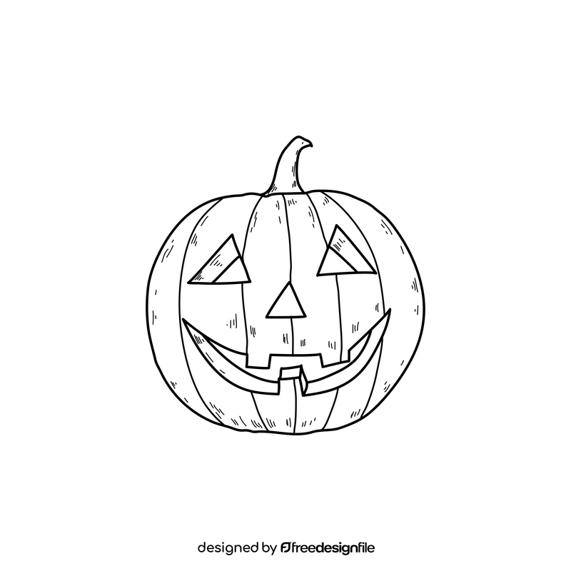 Halloween pumpkin drawing black and white clipart