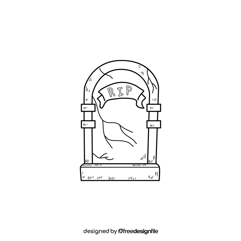 Halloween rip tombstone drawing black and white clipart