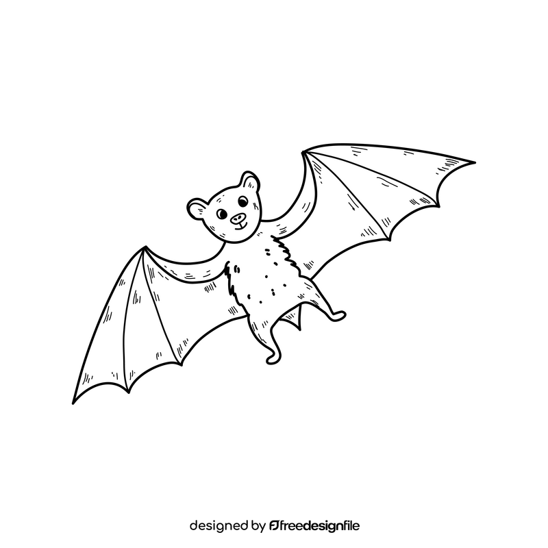 Halloween bat drawing black and white clipart