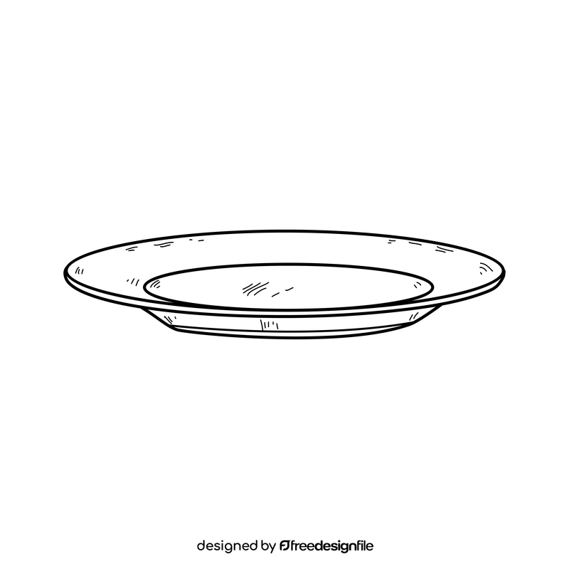 Kitchen plate drawing black and white clipart