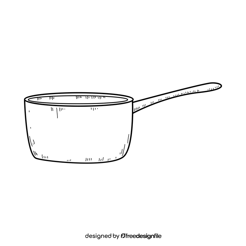 Sauce pan drawing black and white clipart