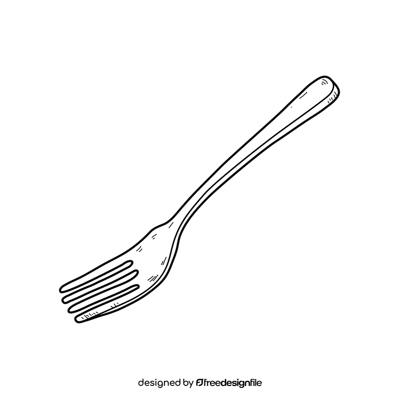 Fork drawing black and white clipart
