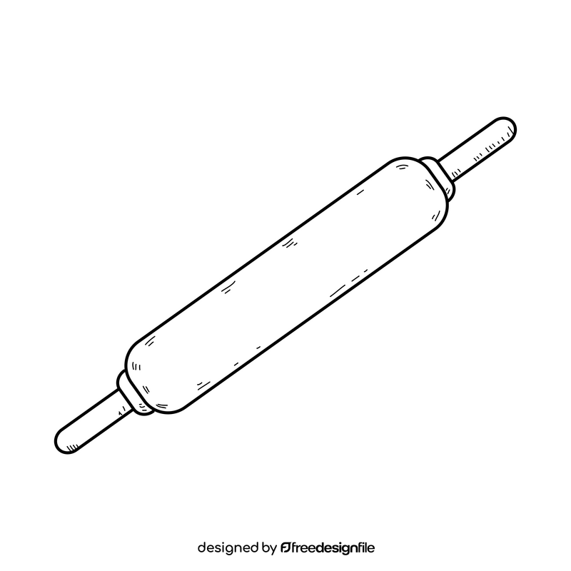 Rolling pin drawing black and white clipart