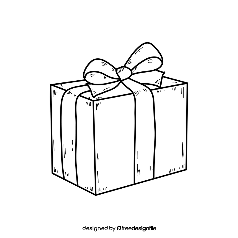 Birthday present drawing black and white clipart