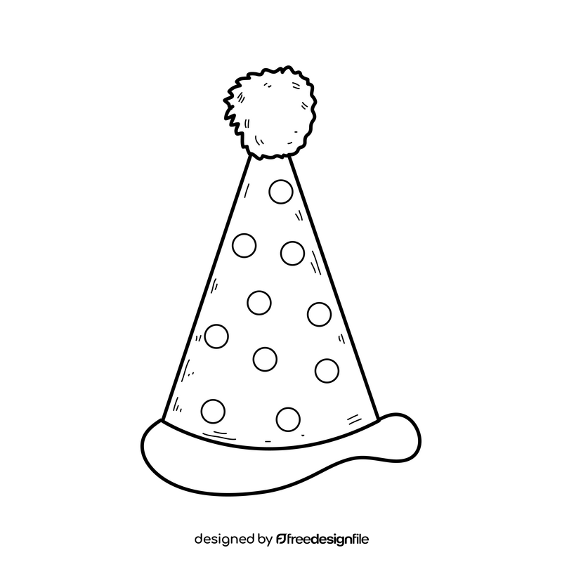 Premium Vector | Cute set with birthday party hat with pompon above sketch  of party cone and christmas cap with cute decoration simple vector black  doodle with hand drawn outline isolated on