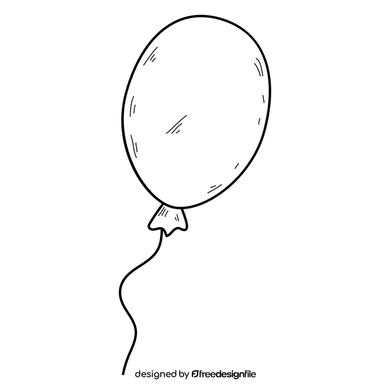 Pink balloon drawing black and white clipart