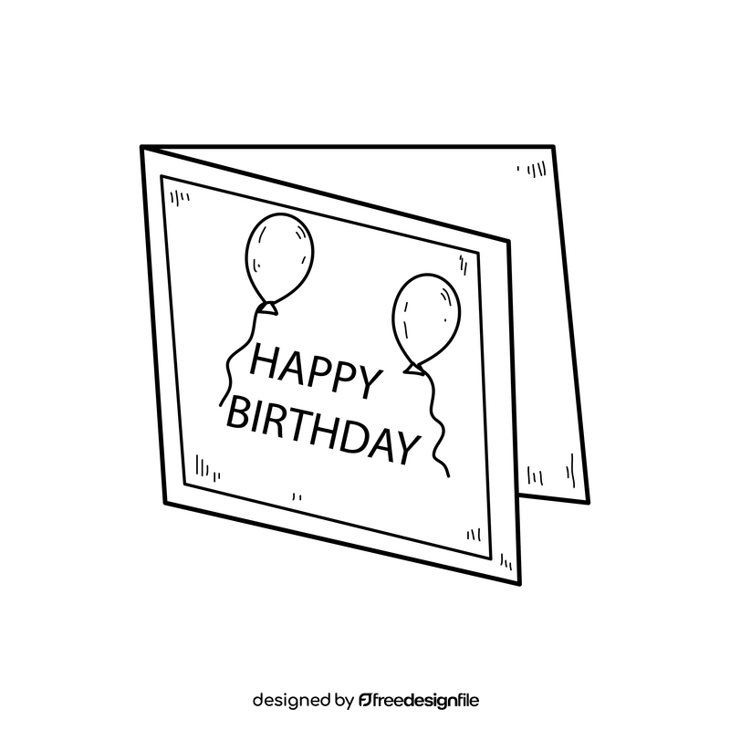 Birthday card drawing black and white clipart