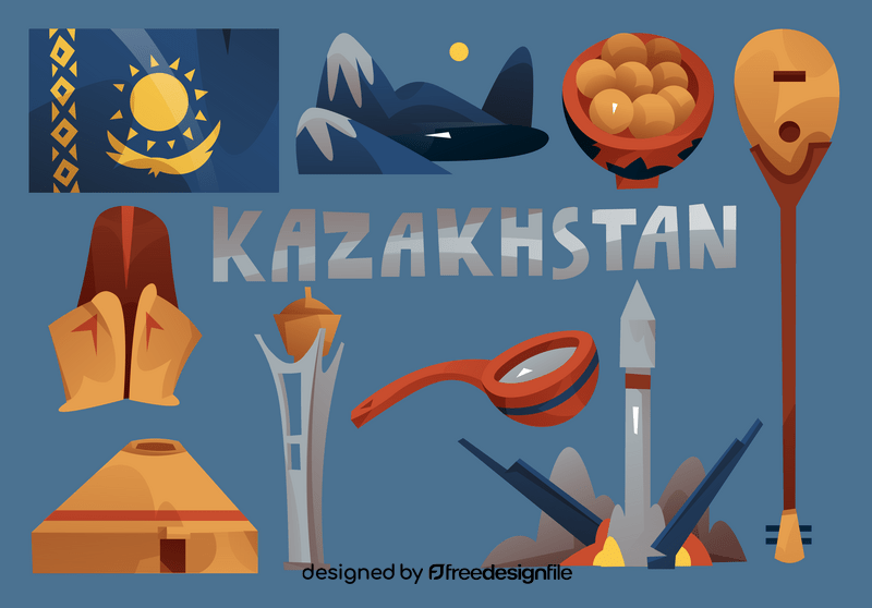 Kazakhstan icon set vector