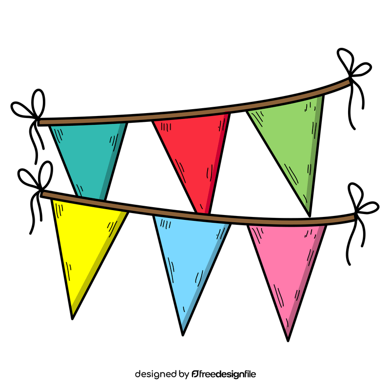 Multicolor party flags drawing clipart