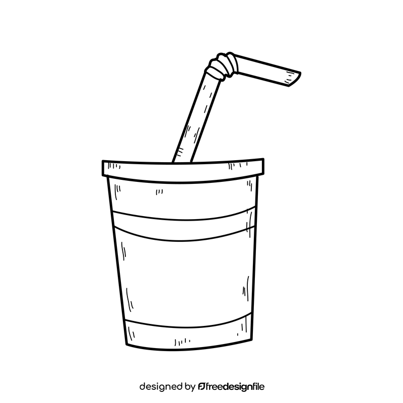 Cold drink paper cup drawing black and white clipart