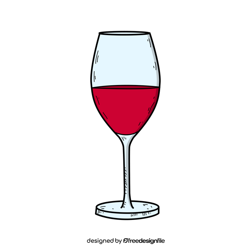 Glass of red wine drawing clipart