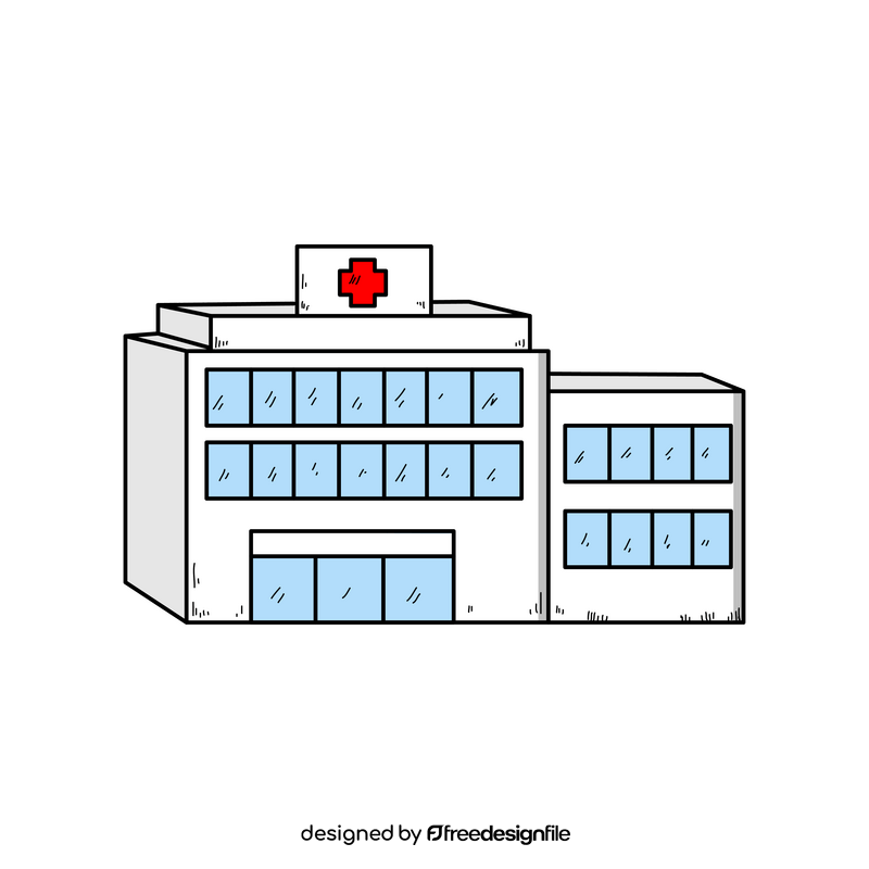 Hospital building drawing clipart