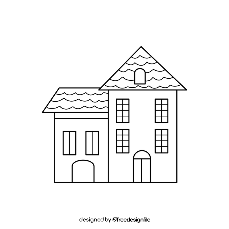 House building drawing black and white clipart