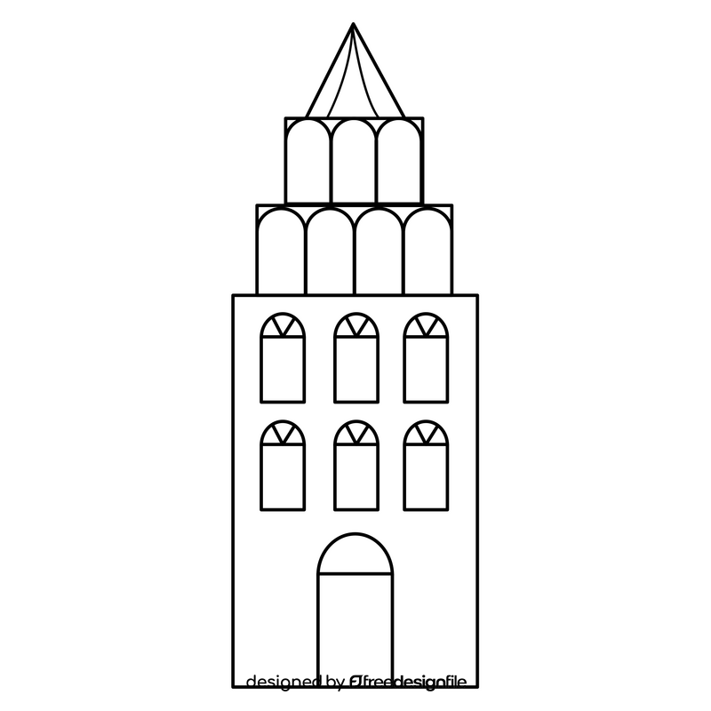 Building drawing black and white clipart