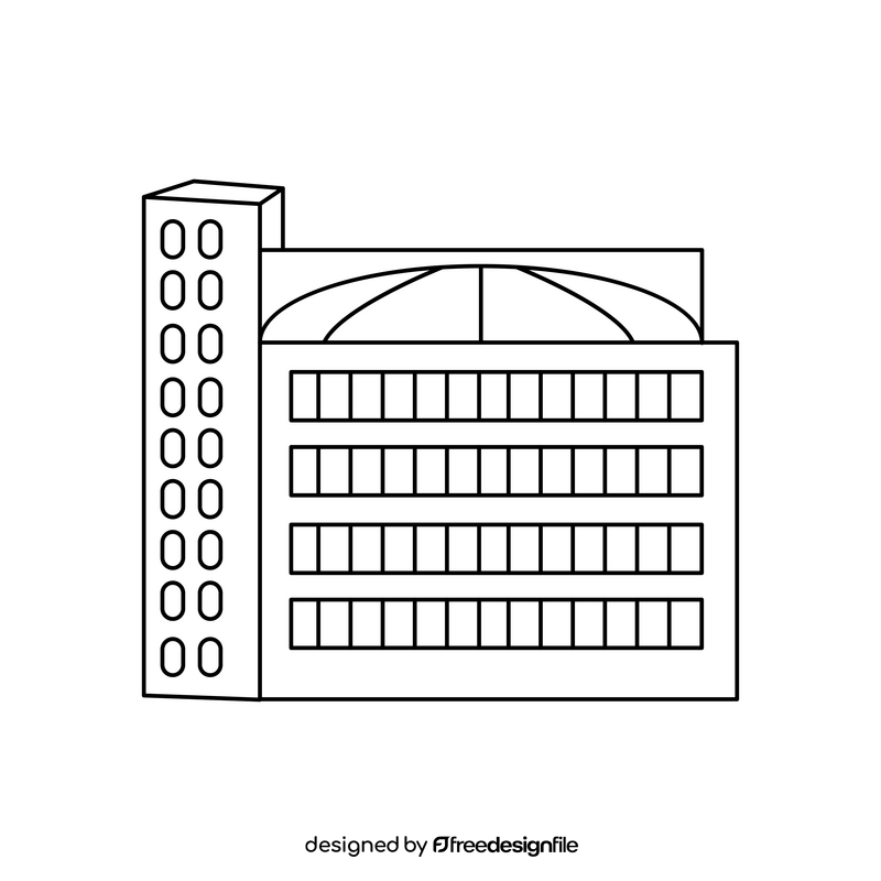 Office building drawing black and white clipart