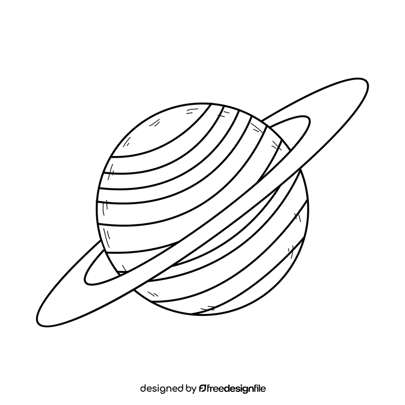 Saturn planet drawing black and white clipart