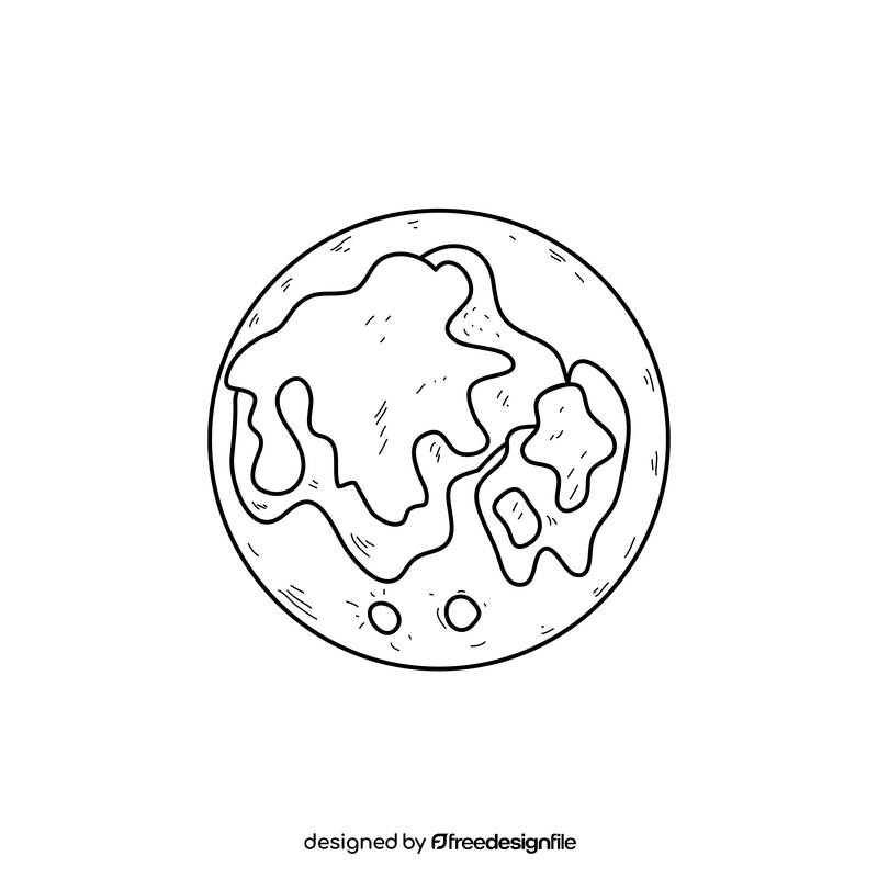Moon drawing black and white clipart