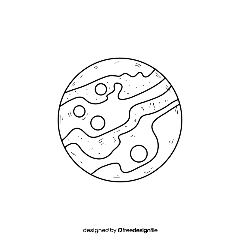 Mars planet drawing black and white clipart