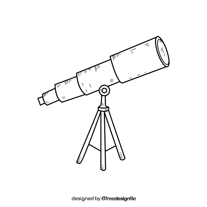 Telescope drawing black and white clipart