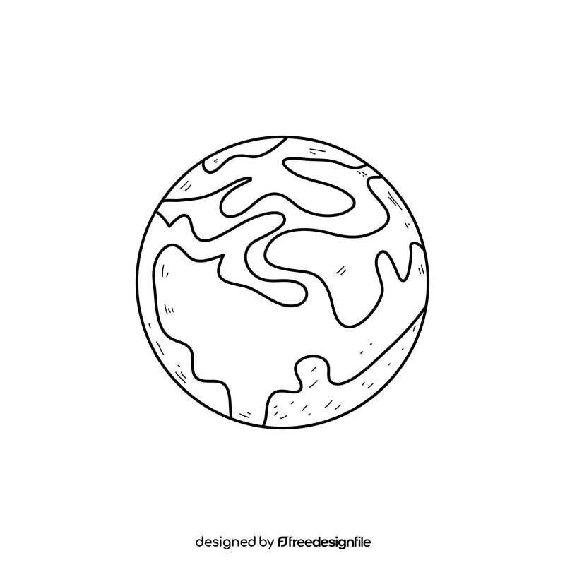 Planet drawing black and white clipart