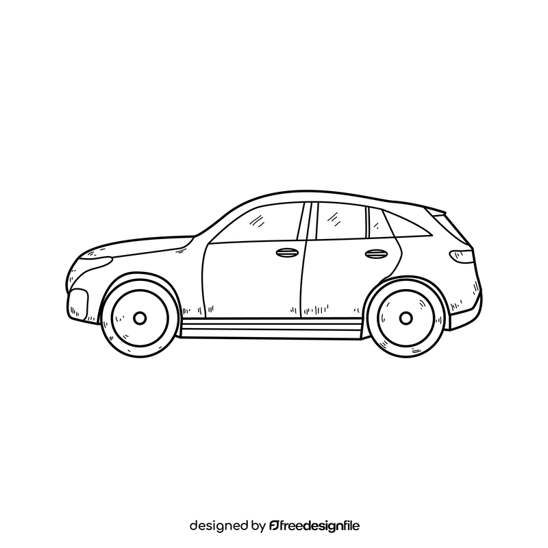 Car drawing black and white clipart