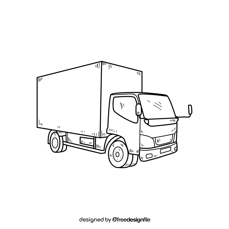 Truck drawing black and white clipart