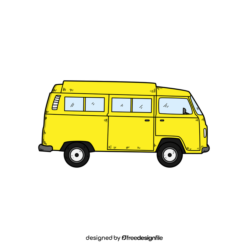 Yellow minibus drawing clipart
