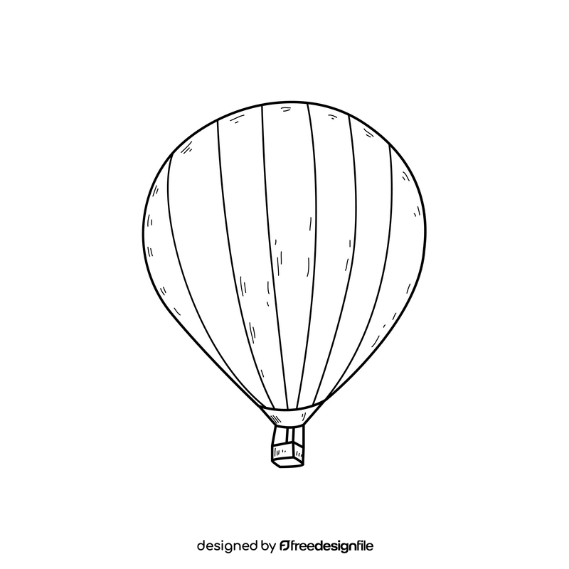 Hot air balloon drawing black and white clipart