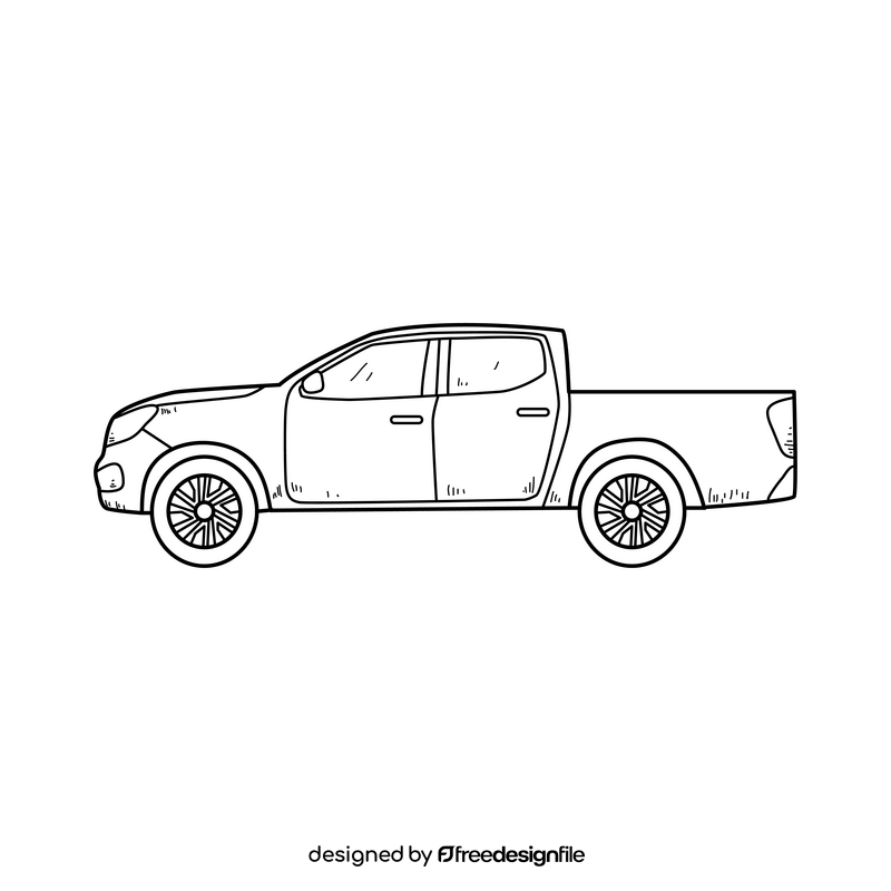 Pickup truck drawing black and white clipart