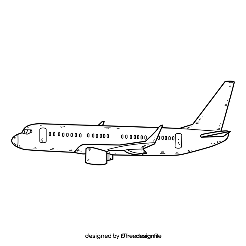Airplane drawing black and white clipart