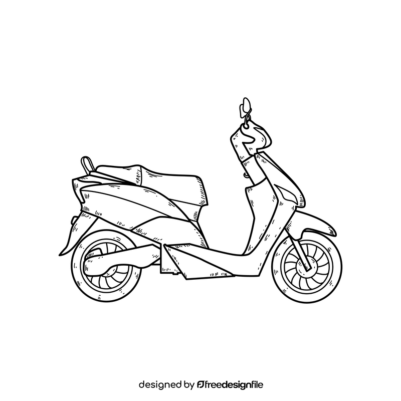 Scooter drawing black and white clipart