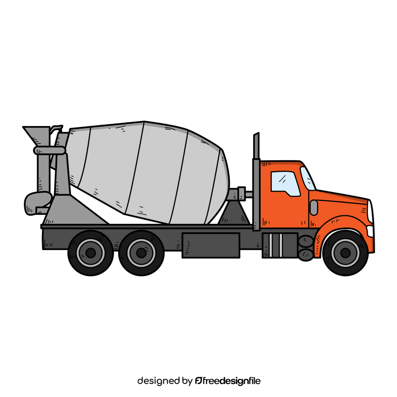 Cement mixer truck drawing clipart