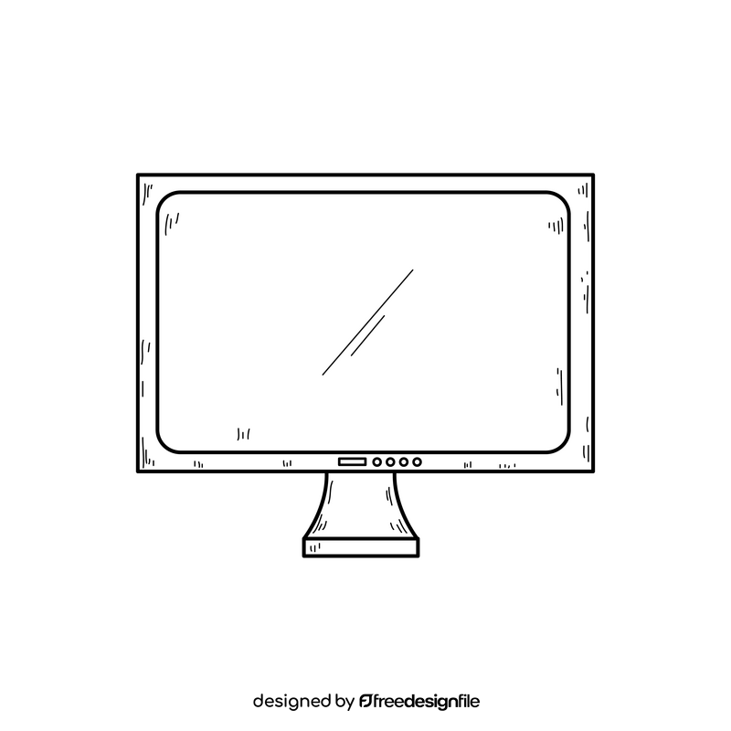 Television set drawing black and white clipart