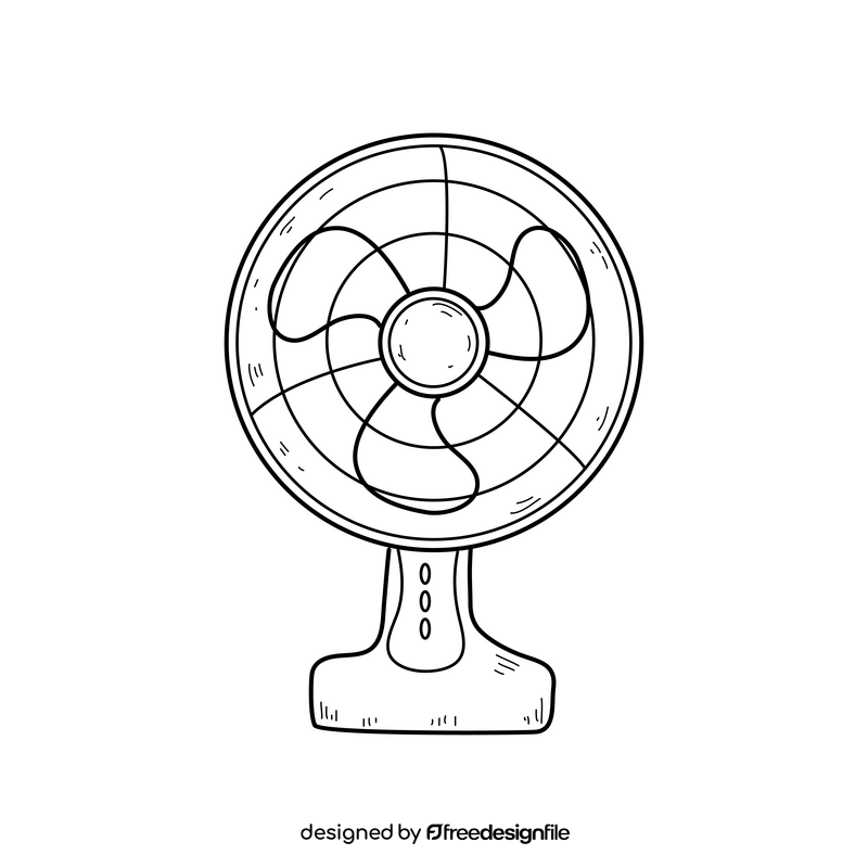 Electric fan drawing black and white clipart