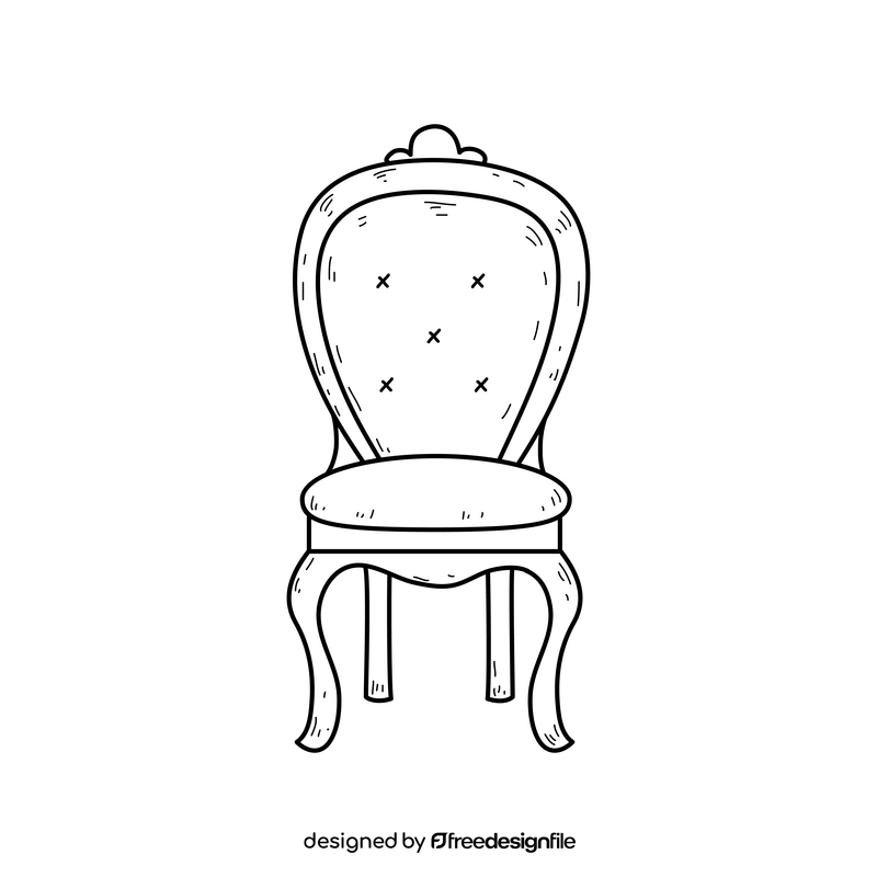 Chair drawing black and white clipart