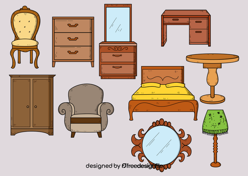 Furniture drawing set vector