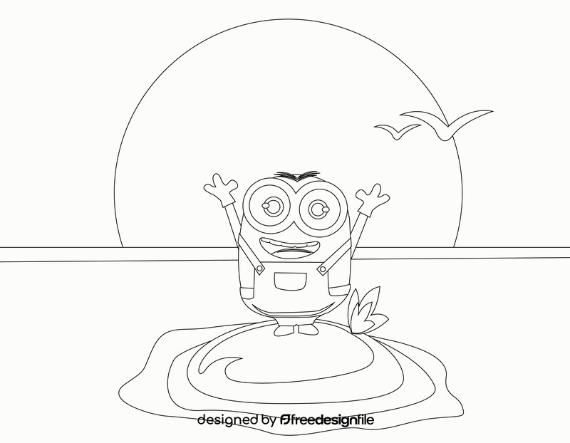 Bob minion black and white vector