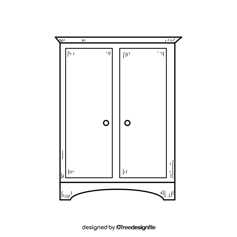 Wardrobe drawing black and white clipart