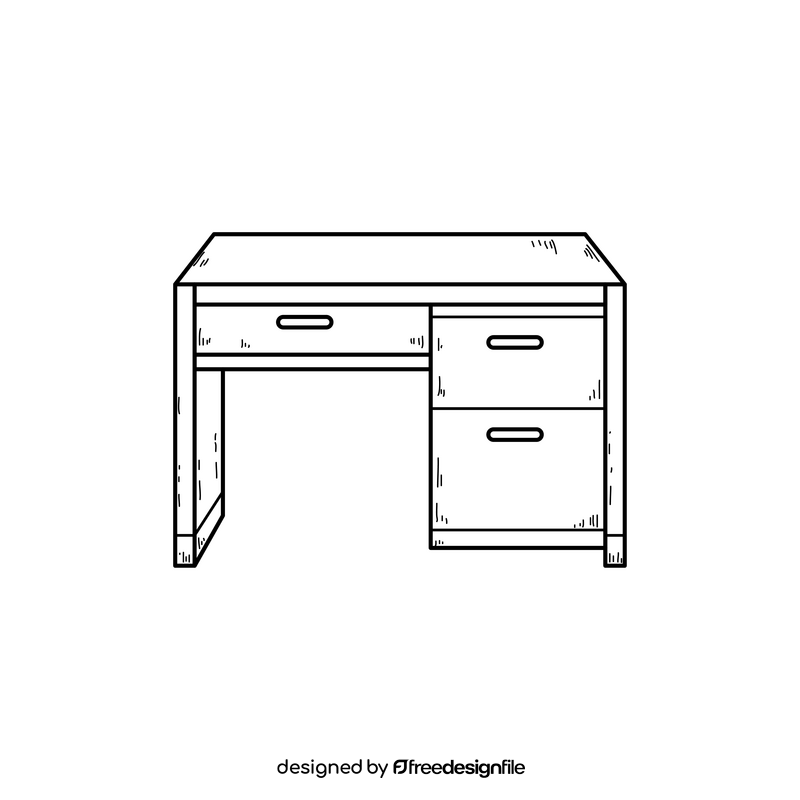 Desk drawing black and white clipart