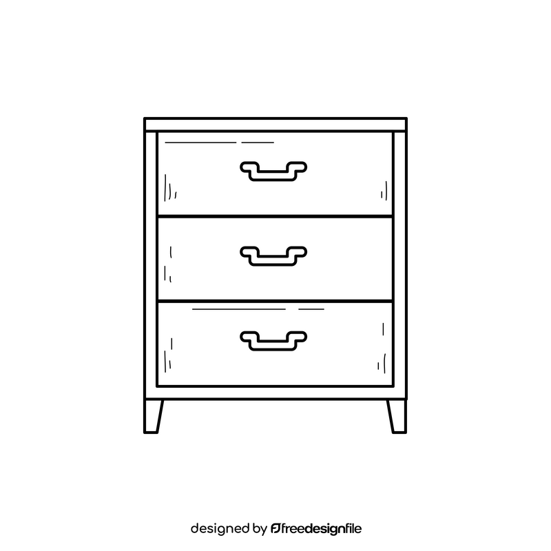 Bedside table drawing black and white clipart