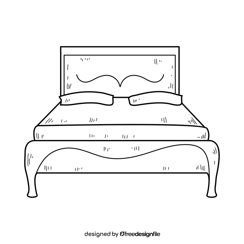 Bed drawing black and white clipart