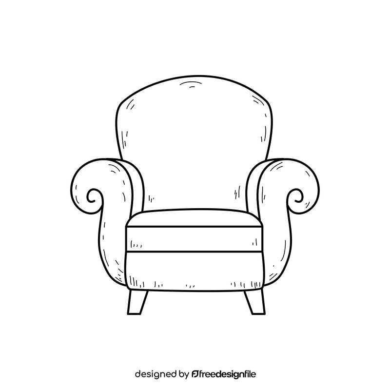 Armchair drawing black and white clipart