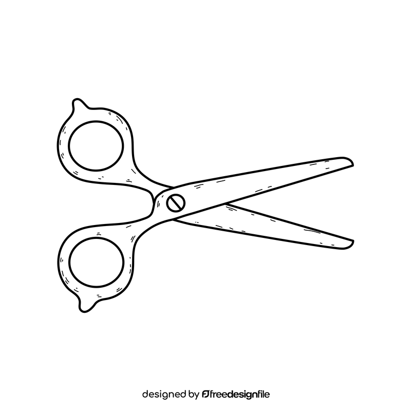 Scissors drawing black and white clipart