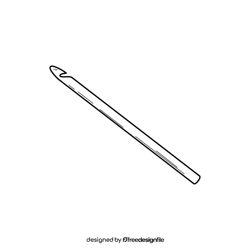 Crochet hook drawing black and white clipart