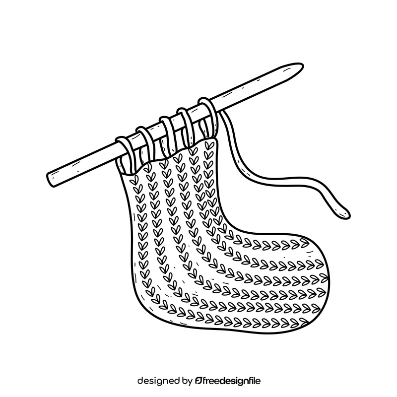 Knitting, crochet drawing black and white clipart