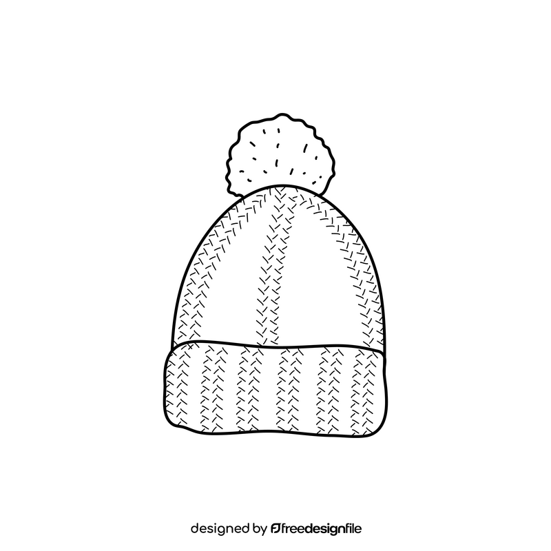 Winter hat drawing black and white clipart