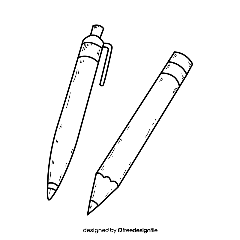 Pen and pencil drawing black and white clipart