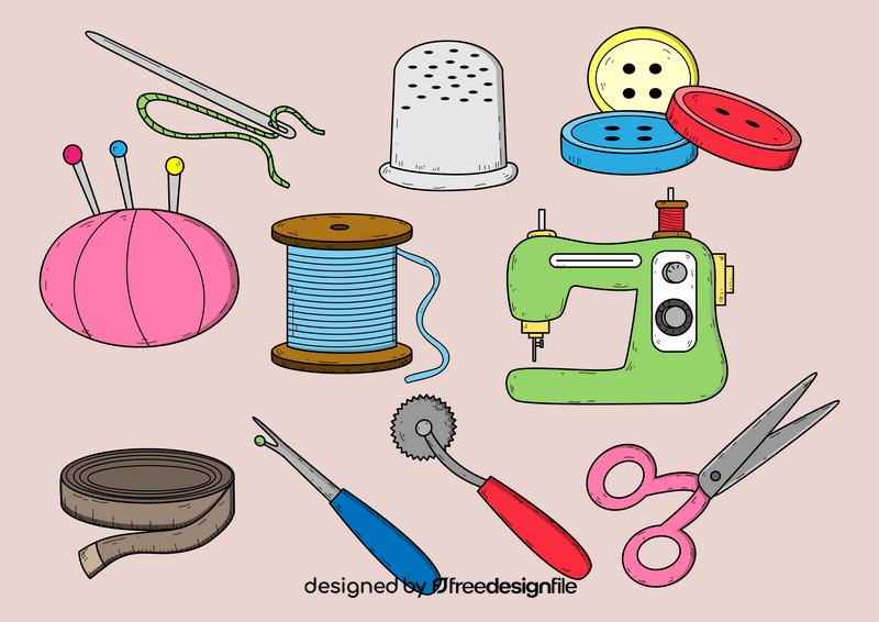 Sewing elements drawing vector